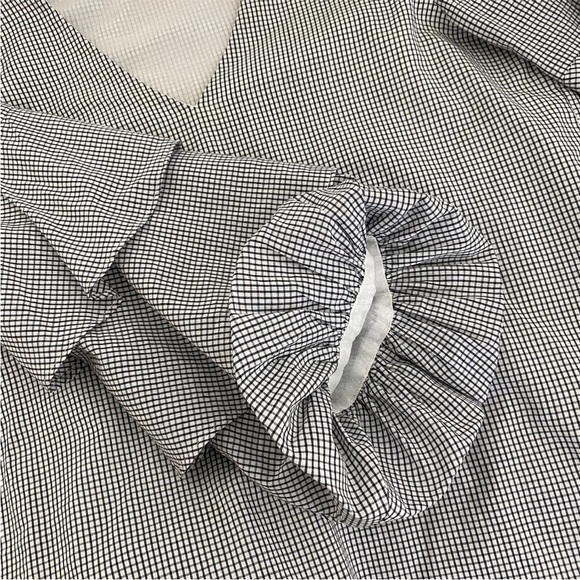 WAYF Micha Ruffle Sleeve Windowpane Top - Picture 10 of 11